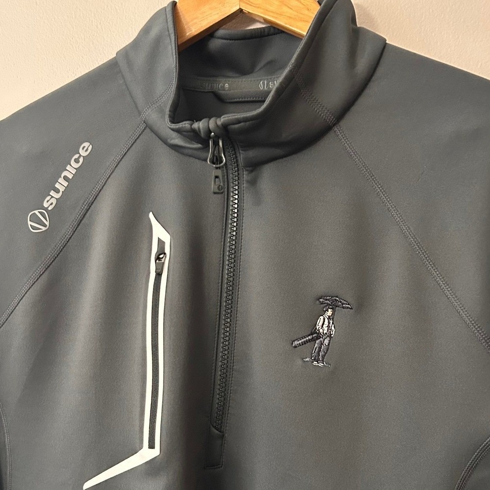 Sunice Pullover Jacket Mens Medium Gray 1/4 Zip Golf Performance Chest Pocket